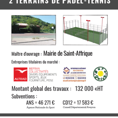 Equipements sportifs : deux terrains de padel-tennis en construction