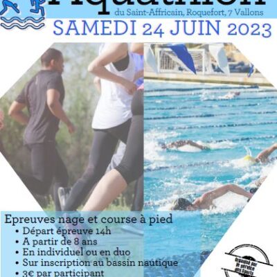 Du 19 au 24 juin 2023 : Premier Aquathlon du Saint-Affricain ! Inscrivez-vous rapidement !
