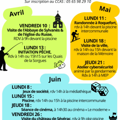 CCAS : le programme des RDV du lundi pour le 2e trimestre